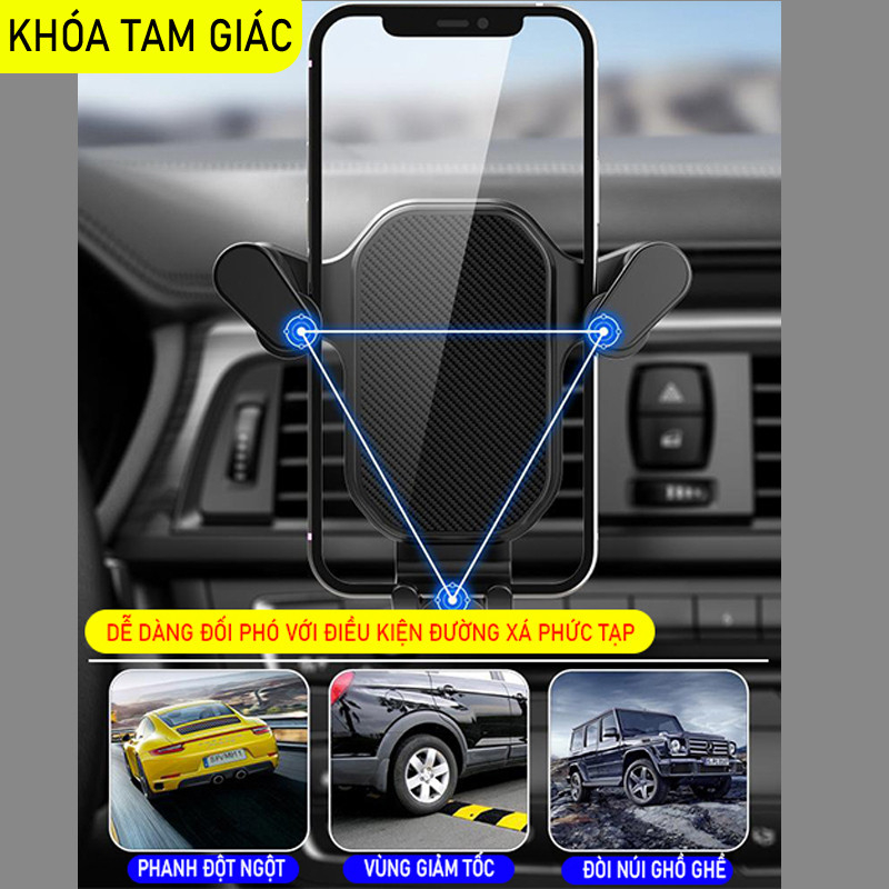 Giá đỡ điện thoại trên ô tô cao cấp, kẹp gắn cửa khe gió điều hoà xoay 360 nhỏ gọn tiện lợi cho xe