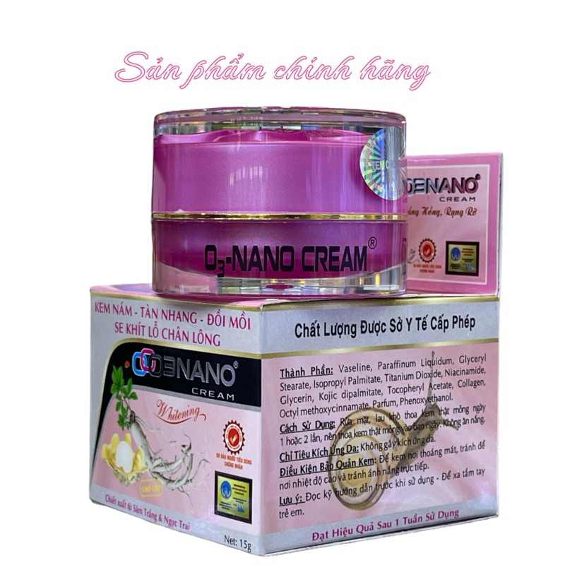 Kem O3NANO nám tàn nhang đồi mồi se khít lỗ chân lông 15gram