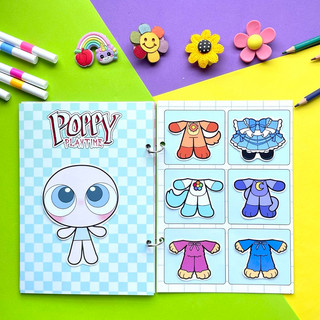Đồ chơi giấy Bóc dán búp bê Poppy Playtime, 3 em búp bê Kute