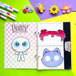 Đồ chơi giấy Bóc dán búp bê Poppy Playtime, 3 em búp bê Kute