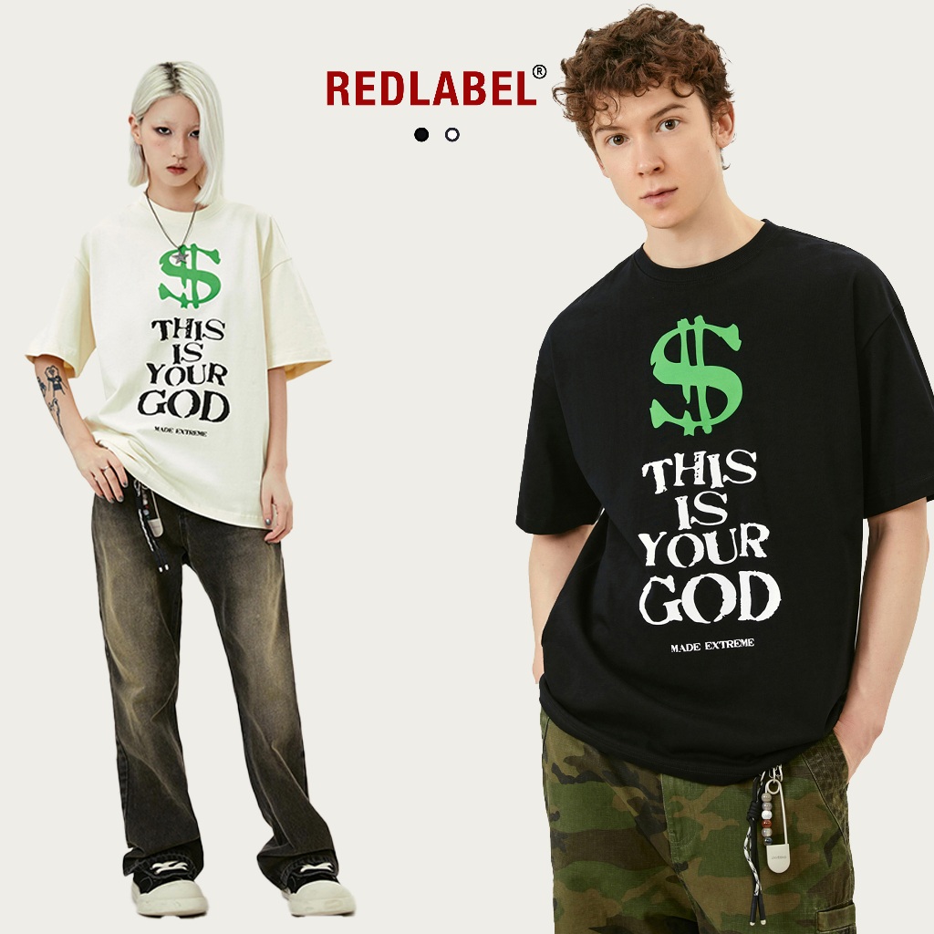 Áo thun REDLABEL in họa tiết "$ GOD" Tshirt, áo phông basic form rộng tay lỡ cá tính chất cotton dày dặn unisex TS1