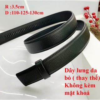 Thắt lưng nam da bò 2 lớp nịt không mặt có răng cưa rộng 3.5cm dùng cho mặt khóa gạt tự động