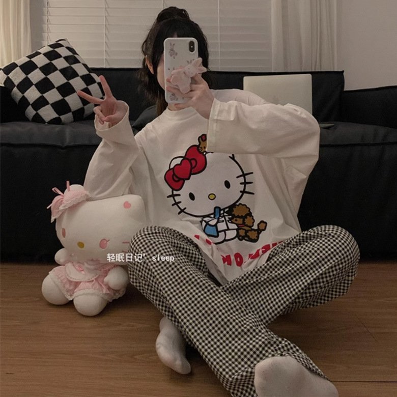 Set Đồ Bộ mặc nhà quần dài Hello Kitty - Đồ bộ mặc nhà mặc ngủ siêu xinh