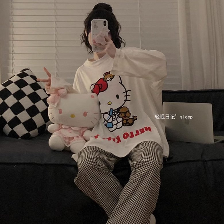 Set Đồ Bộ mặc nhà quần dài Hello Kitty - Đồ bộ mặc nhà mặc ngủ siêu xinh