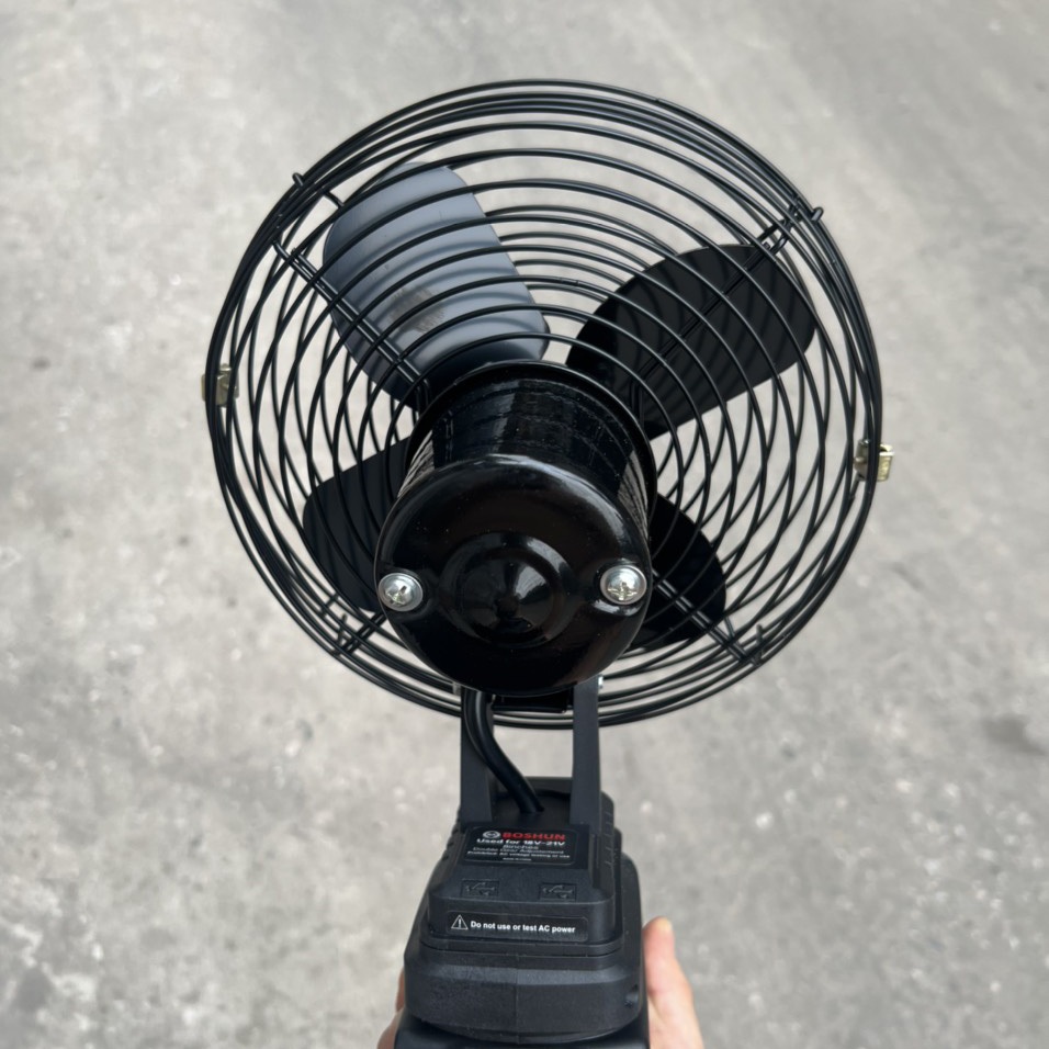Quạt chạy pin 8 inch BOSHUN lồng sắt sài chung pin Makita 18v chân pin phổ thông