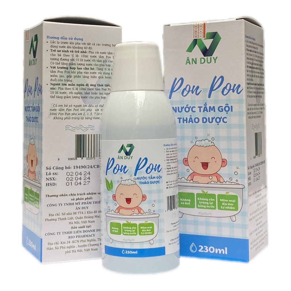 Nước tắm gội Thảo Dược Cao tự nhiên, hương thơm cỏ cây pon pon 230ml