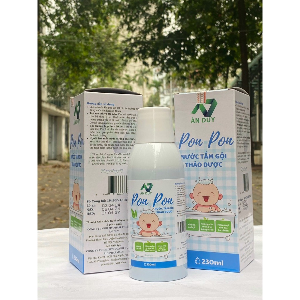Nước tắm gội Thảo Dược Cao tự nhiên, hương thơm cỏ cây pon pon 230ml