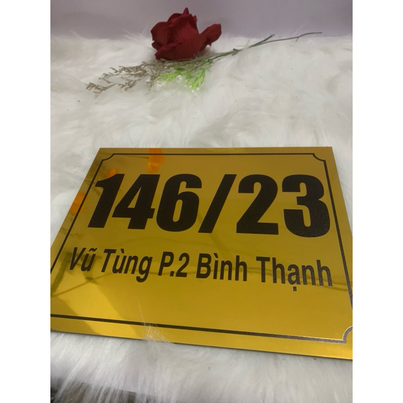 Bảng công ty-Bảng số nhà-biển số nhà-biển in UV trên alu trắng xước và alu gương vàng, thiết kế theo yêu cầu
