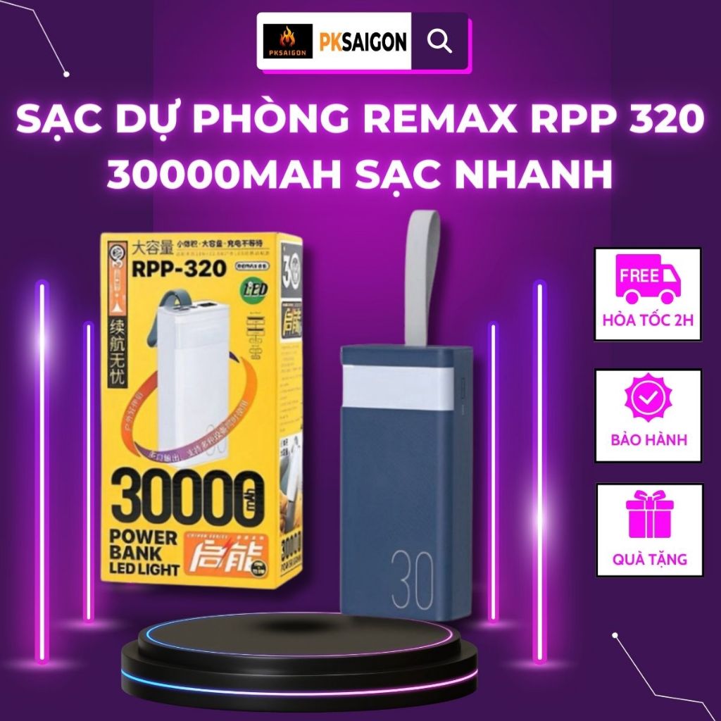 Sạc Dự Phòng Remax RPP 320 30000Mah Sạc Nhanh QC3.0 22.5W Và PD20W ...