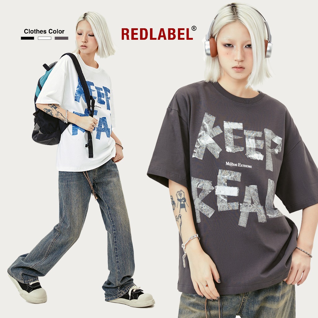 Áo Thun Nam Nữ "KEEP - REAL" Tshirt, Áo phông RedLabel basic form rộng tay lỡ