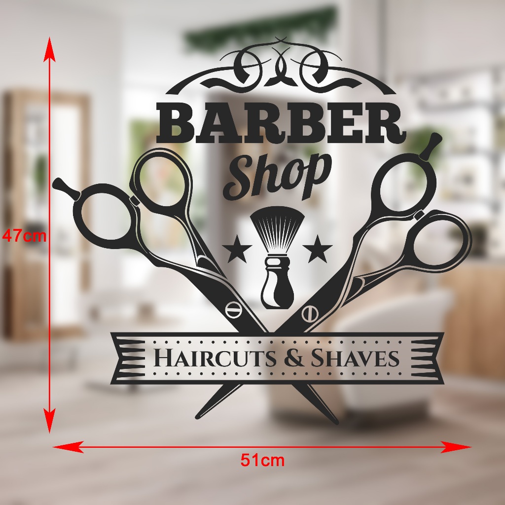 Mẫu Logo Dùng Cho Tiệm Tóc Nam - Sticker Dán Kính, Dán Tường Cho Barber ...