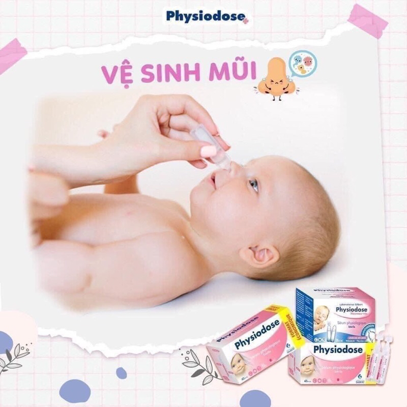 Nước Muối Sinh Lý PHYSIODOSE/ GIFRER  Nhỏ Mũi Cho Bé Vô Trùng, Không Nhiễm Chéo (Hộp 40 ống x 5ml)