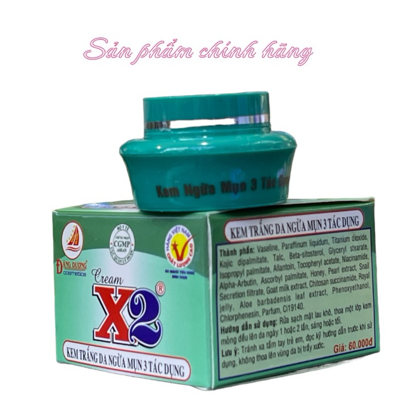 Kem X2 Trắng da ngừa mụn 3 tác dụng 6gram