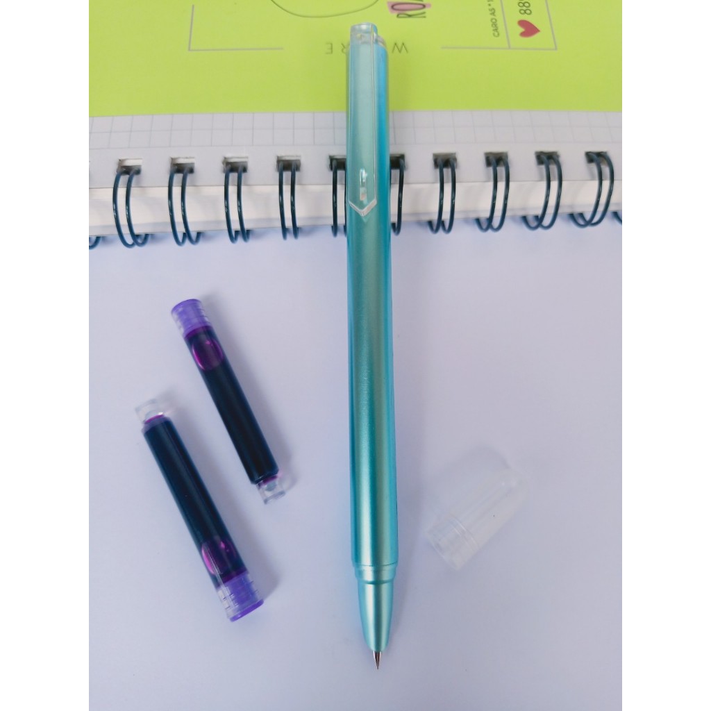 Combo Bút Máy Bấm Kim Tinh Chất Liệu ABS .(Tặng 50 ống mực khô 5 màu+pitong hút mực lọ).