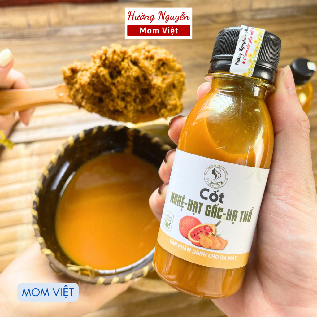 Nghệ hạt gấc hạ thổ, rượu nghệ hạt gấc hạ thổ MomViet đậm đặc cho  Da MẶT
