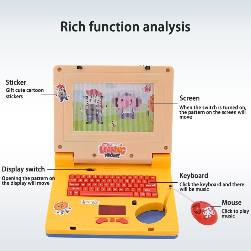 Laptop đồ chơi cho bé máy tính đồ chơi cho bé  xách tay có nhạc đèn chuột Đồ Chơi Cho Bé  - PUPU HOUSE