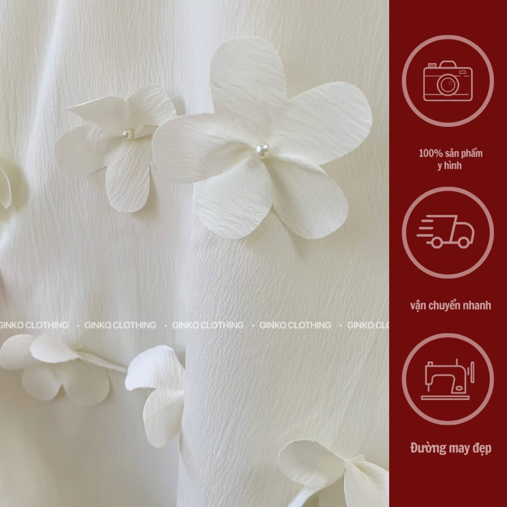 GINKO CLOTHING_Váy chữ A hoa nơ vai_VGC2313