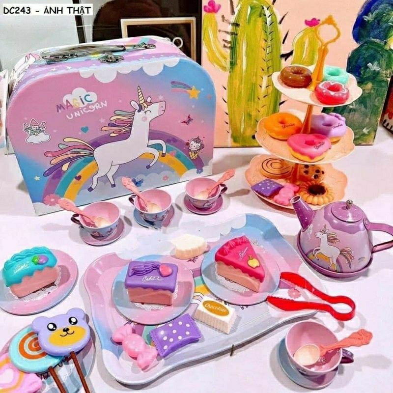 Bộ Đồ Chơi Vali Trà Bánh Tiệc Trà Bánh Ngựa Pony  Cho Bé Đồ Chơi Cho Bé  - PUPU HOUSE