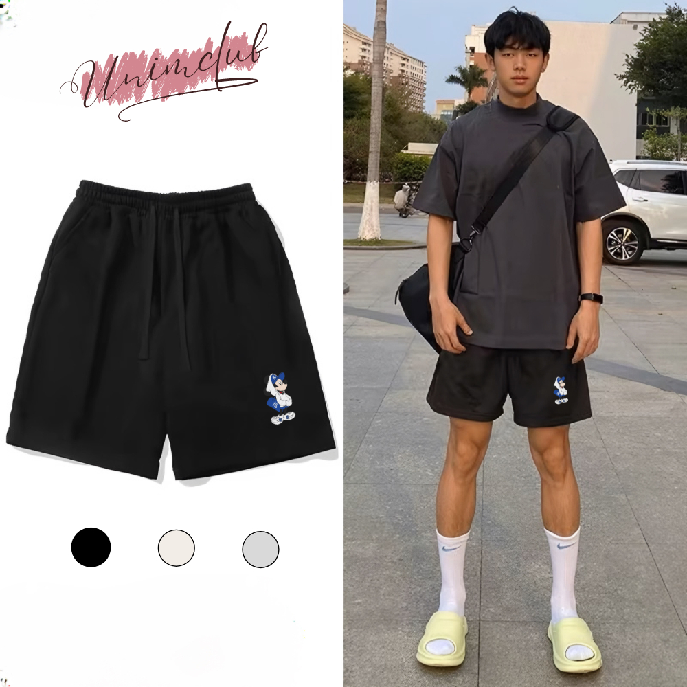 Quần Short Mickey Gấu NY Nhiều Màu Form Unisex Hotrend Nam Nữ In Hình - QS03