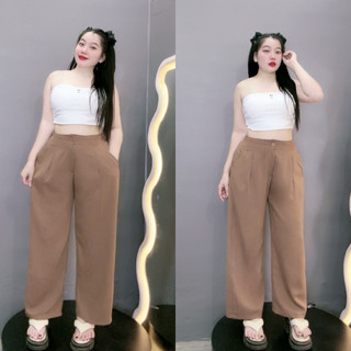 Quần suông bigsize nữ dáng dài ống rộng cạp cao thoải mái chất vải tuyết mưa mềm mịn thời trang công sở QS
