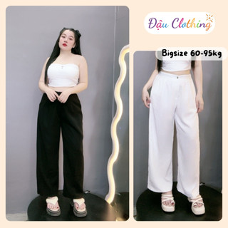 Quần suông bigsize nữ dáng dài ống rộng cạp cao thoải mái chất vải tuyết mưa mềm mịn thời trang công sở QS