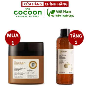 [MUA 1 TẶNG 1] Sữa chống nắng bí đao SPF 50+, PA++++, UVA – PF 62.6 Cocoon 50ml Tặng Tẩy trang bí đao cocoon 500ML