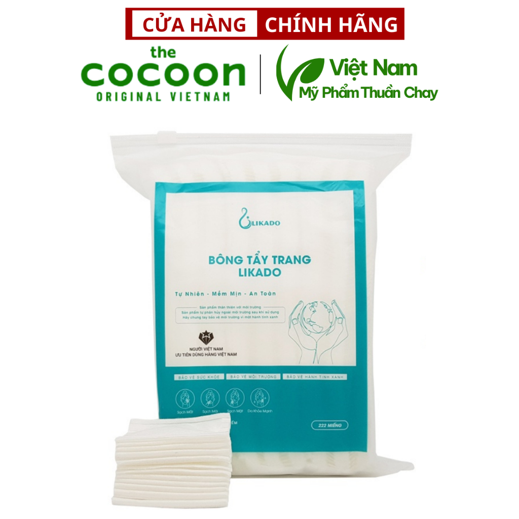 Ảnh Bông tẩy trang 222 miếng Likado chất liệu Cotton túi 222 miếng 3 lớp dùng để tẩy trang sau khi trang điểm 1