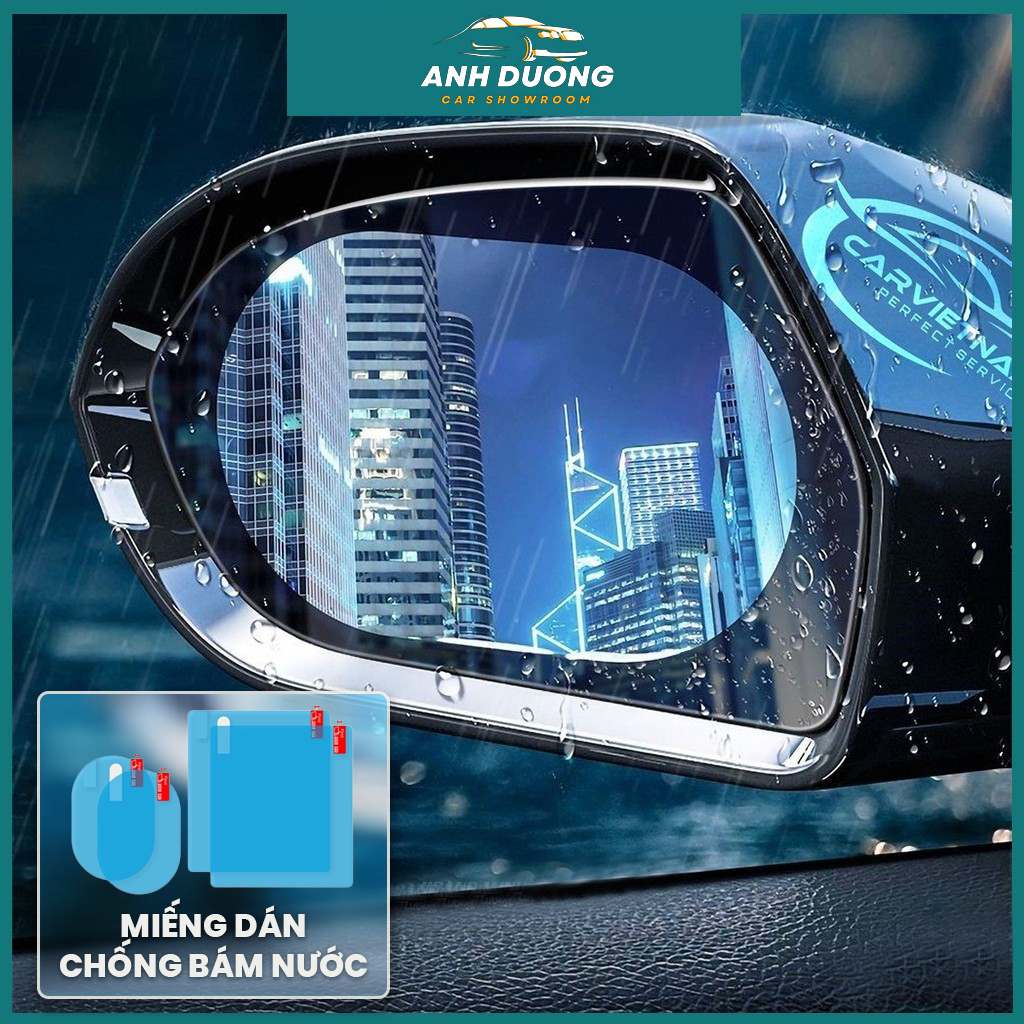 Bộ 4 Miếng Dán Chống Nước Mưa Gương Chiếu Hậu Hoặc Kính Lái Xe Ô Tô - Hàng Cao Cấp Loại I Chống Nước Tuyệt Đối
