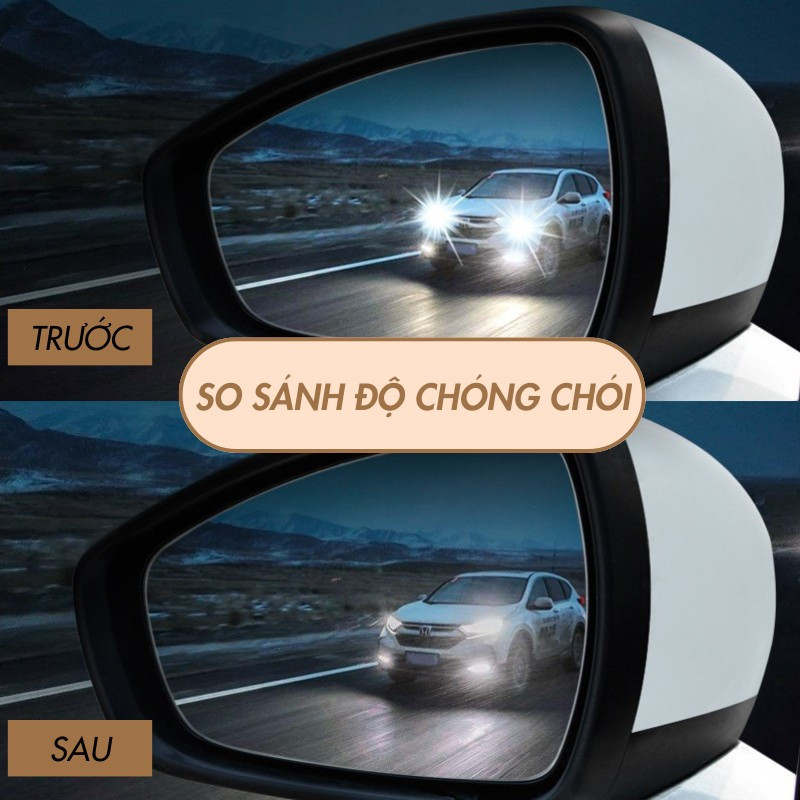 Bộ 4 Miếng Dán Chống Nước Mưa Gương Chiếu Hậu Hoặc Kính Lái Xe Ô Tô - Hàng Cao Cấp Loại I Chống Nước Tuyệt Đối
