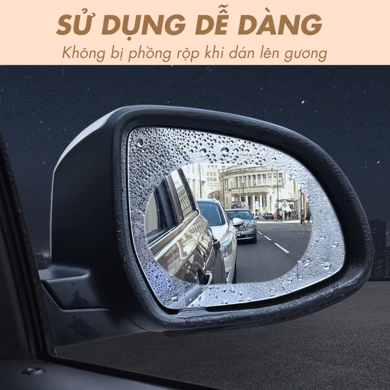 Bộ 4 Miếng Dán Chống Nước Mưa Gương Chiếu Hậu Hoặc Kính Lái Xe Ô Tô - Hàng Cao Cấp Loại I Chống Nước Tuyệt Đối