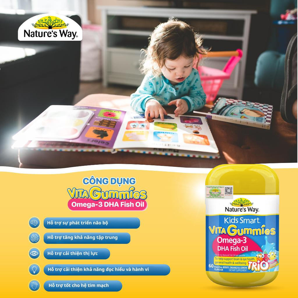 Ảnh Kẹo Dẻo Cho Bé Nature's Way Kids Smart Vita Gummies Omega-3 DHA Fish Oil Hỗ Trợ Sức Khoẻ Não Và Mắt Cho Bé Hộp 60v 2