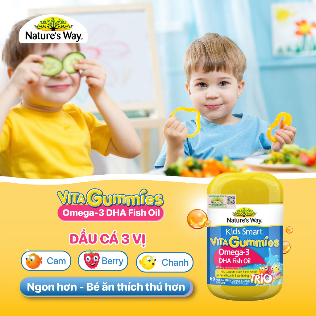 Ảnh Kẹo Dẻo Cho Bé Nature's Way Kids Smart Vita Gummies Omega-3 DHA Fish Oil Hỗ Trợ Sức Khoẻ Não Và Mắt Cho Bé Hộp 60v 3
