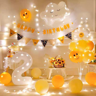 Set bóng trang trí sinh nhật mẫu dây happy birthday hoa cúc dễ thương phong cách hàn quốc mới 2024 Yến Nhi Shop