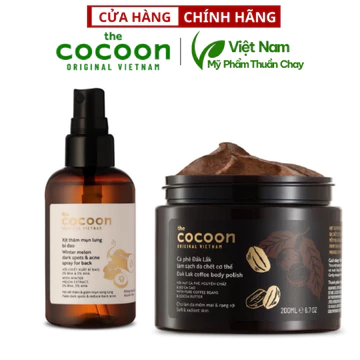 Combo xịt thâm mụn lưng bí đao Cocoon 140ml + Tẩy da chết cơ thể cà phê Đắk Lắk Cocoon 200ml - Cocoon Việt Nam