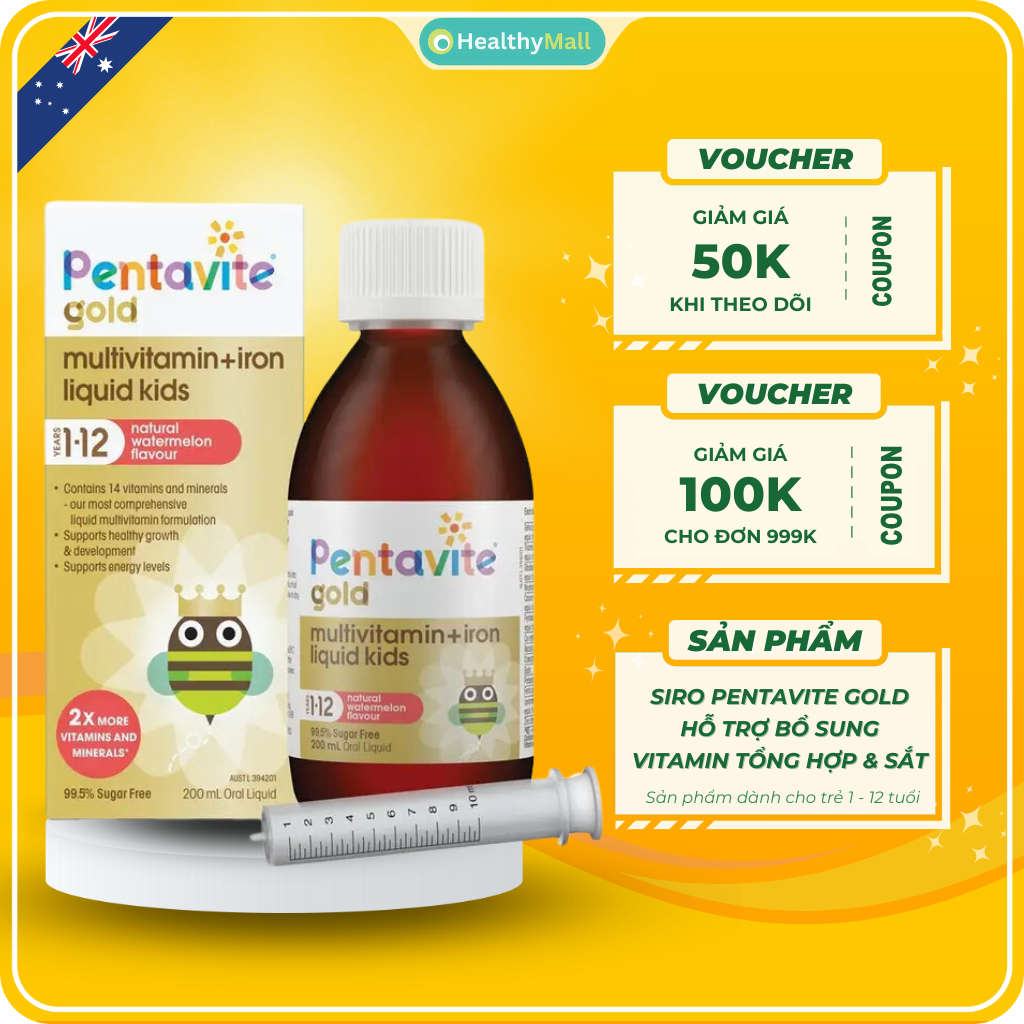Vitamin Tổng Hợp Kèm Sắt Pentavite Gold Multivitamin & Iron Liquid Dạng ...