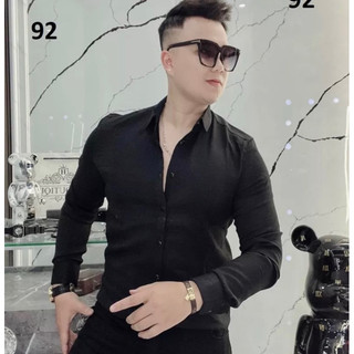 Áo sơ mi nam tay dài, chất liệu lụa trơn chống nhăn thấm hút mồ hôi