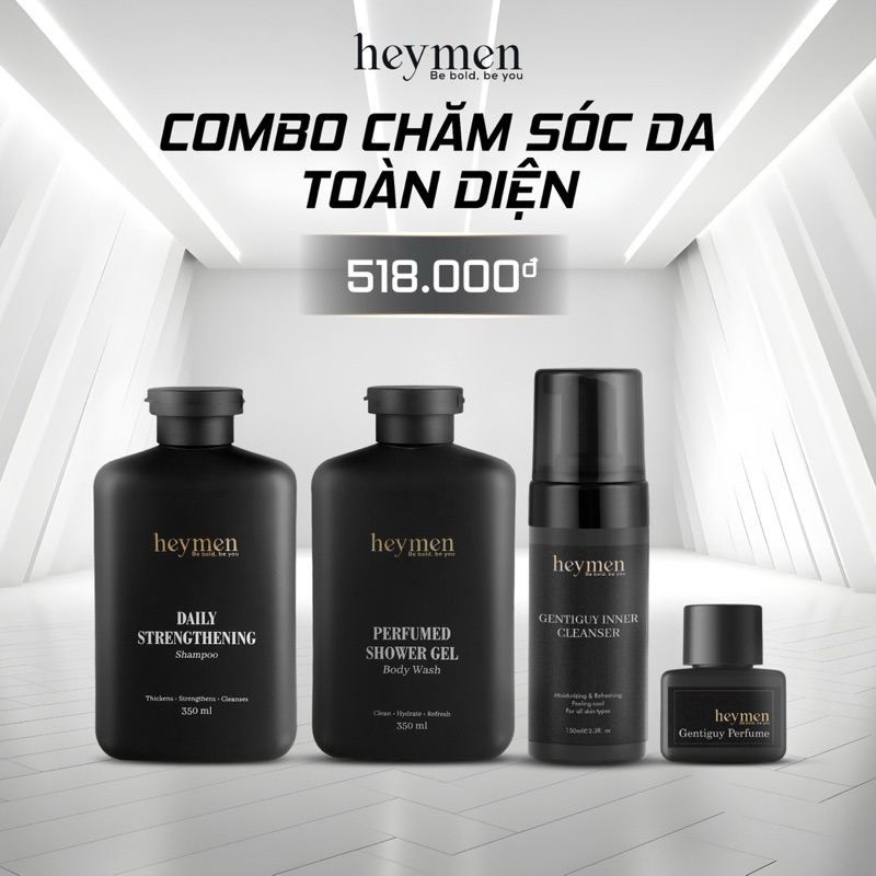 Bộ quà tặng cao cấp cho nam Heymen 4 món: Dầu gội, sữa tắm, DDVS, nước hoa vk