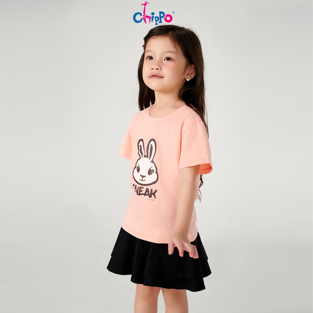 Ảnh Áo phông cộc tay cho bé gái CHIPPO chất liệu cotton thoáng mát cho bé 3 tuổi đên 10 tuổi (13-34Kg) 2
