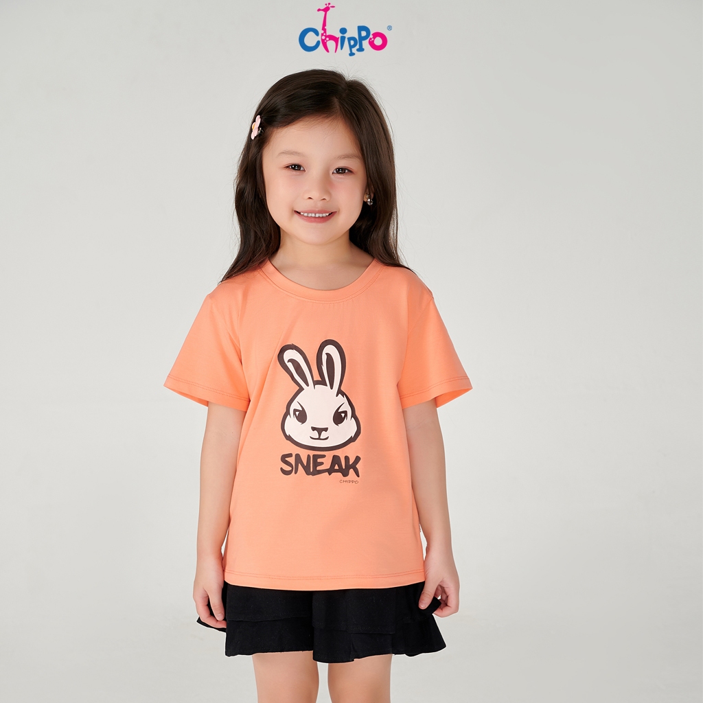 Ảnh Áo phông cộc tay cho bé gái CHIPPO chất liệu cotton thoáng mát cho bé 3 tuổi đên 10 tuổi (13-34Kg) 3