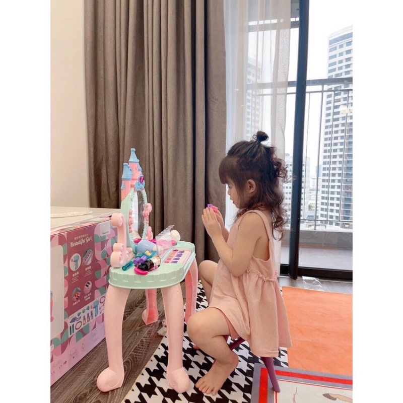 Đồ Chơi Bàn Trang Điểm Lâu Đài Kèm Đàn Piano Có Âm Thanh Và Ánh Sáng Cho Bé Đồ Chơi Trang Điểm - PUPU HOUSE