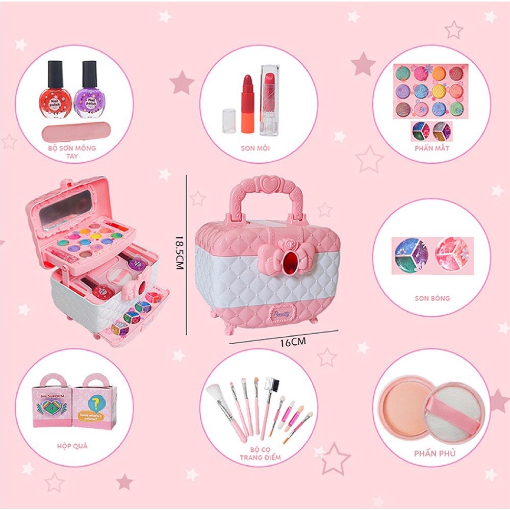 Bộ Trang Điểm Cốp Trang Điểm Vali Trang Điểm Làm Nail Cho Bé Gái Công Chúa Cao Cấp Đa Dạng Mẫu Mã Son Má Hồng-PUPU HOUSE