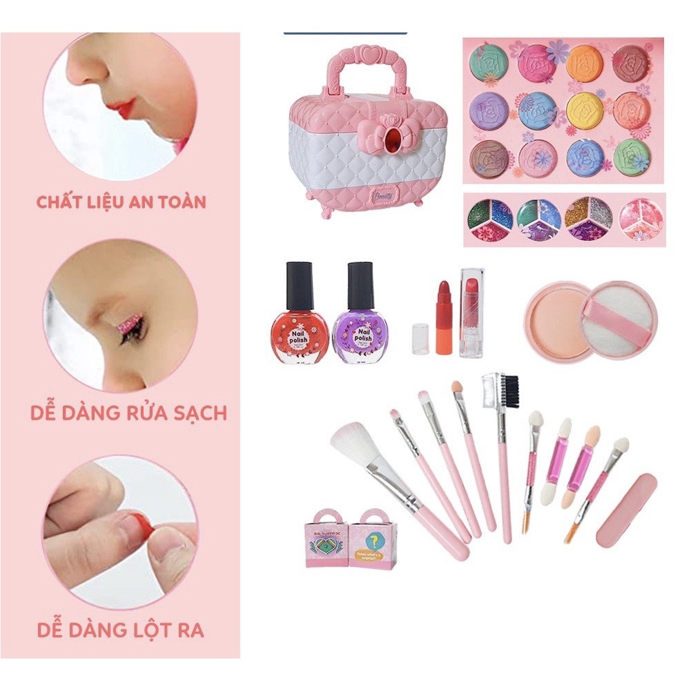 Bộ Trang Điểm Cốp Trang Điểm Vali Trang Điểm Làm Nail Cho Bé Gái Công Chúa Cao Cấp Đa Dạng Mẫu Mã Son Má Hồng-PUPU HOUSE