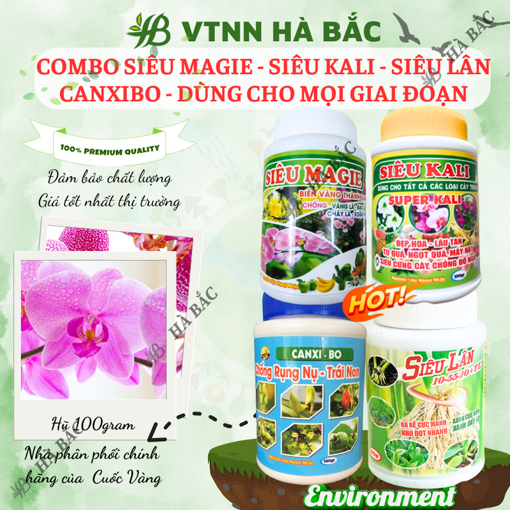 Phân bón lá Siêu Magie - Siêu Kali - Siêu Lân - Canxibo Cuốc Vàng - Dùng Cho Mọi Giai Đoạn (Hũ 100gram)