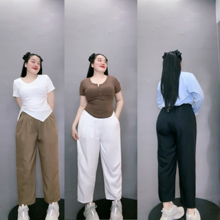 Quần baggy big size nữ xếp ly phần lưng eo chun co giãn khóa kéo có khuy dành cho nàng mũm mĩm dễ thương Q17