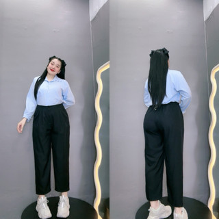 Quần baggy big size nữ xếp ly phần lưng eo chun co giãn khóa kéo có khuy dành cho nàng mũm mĩm dễ thương Q17