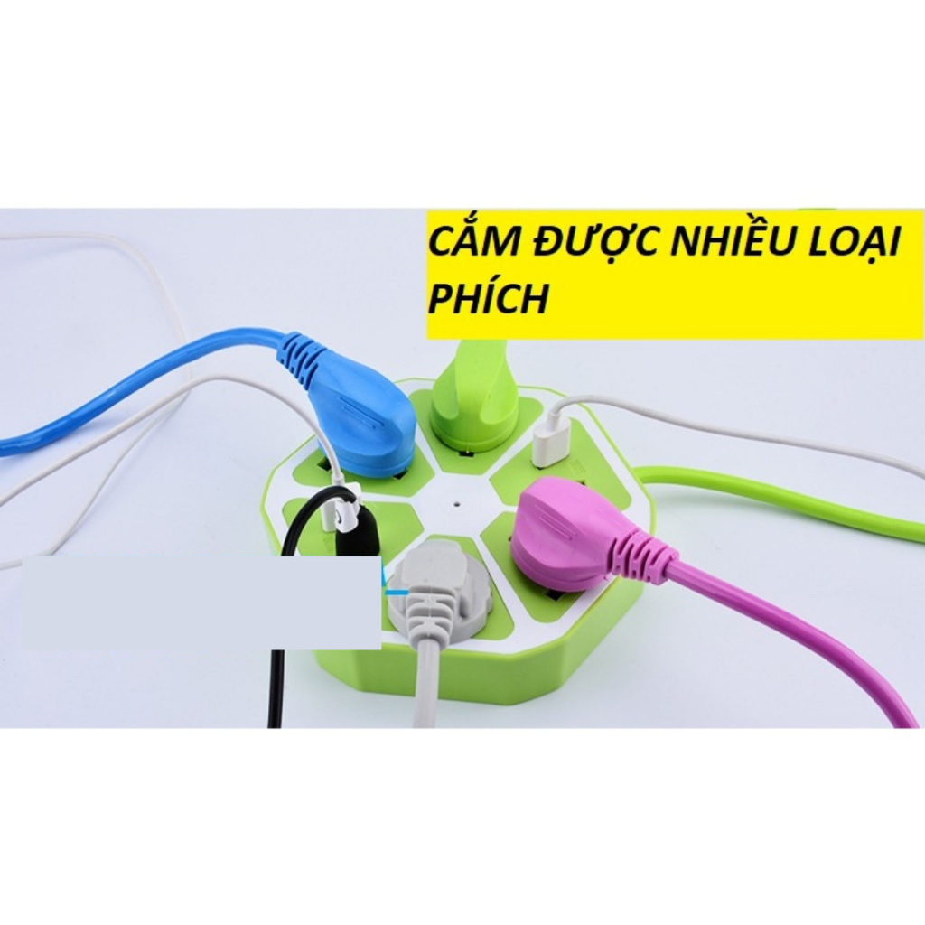 Ổ Cắm Điện Đa năng 4 Lỗ cắm 3 chấu - 4 Lỗ Cắm USB - Dây dài 1,8m
