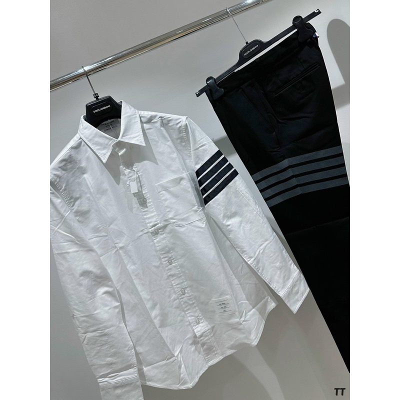 ⚡️[Hight Quality] Áo Sơ Mi Th.om Nam Nữ Vải Oxford - Điểm Nhấn Check 4 Bar Đen Thêu Cao Cấp - TB Qccc Full Túi Tag