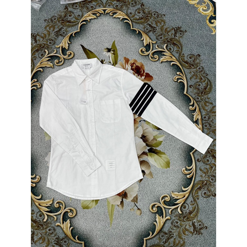 ⚡️[Hight Quality] Áo Sơ Mi Th.om Nam Nữ Vải Oxford - Điểm Nhấn Check 4 Bar Đen Thêu Cao Cấp - TB Qccc Full Túi Tag