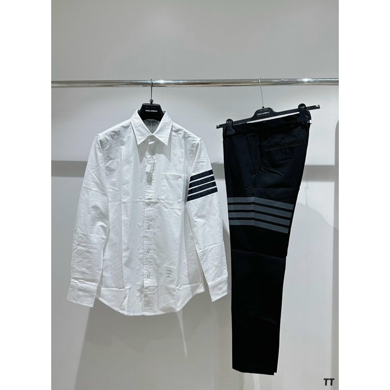 ⚡️[Hight Quality] Áo Sơ Mi Th.om Nam Nữ Vải Oxford - Điểm Nhấn Check 4 Bar Đen Thêu Cao Cấp - TB Qccc Full Túi Tag