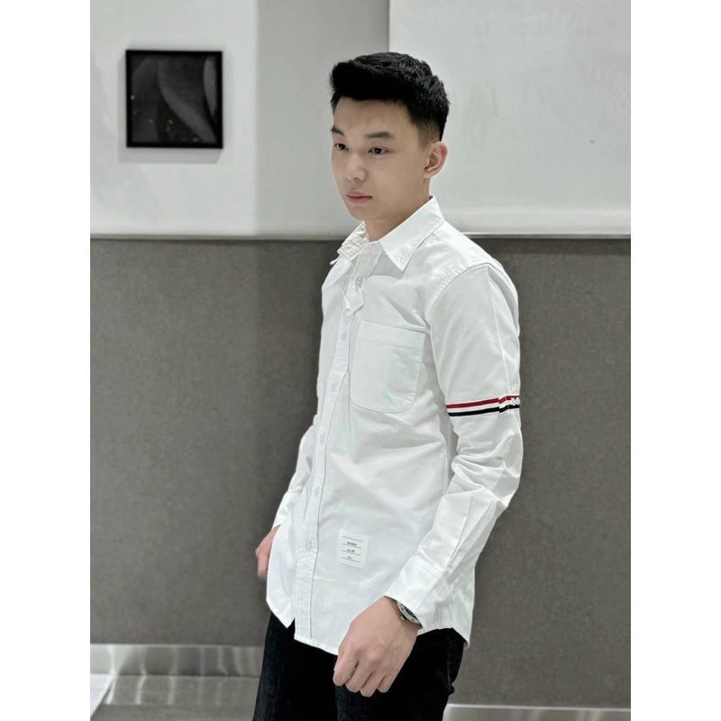 ⚡️[Hight Quality] Áo Sơ Mi Th.om Nam Nữ Vải Oxford - Điểm Nhấn Viền Kẻ 2 Tay Cao Cấp - TB Qccc Hottrend Full Túi Tag